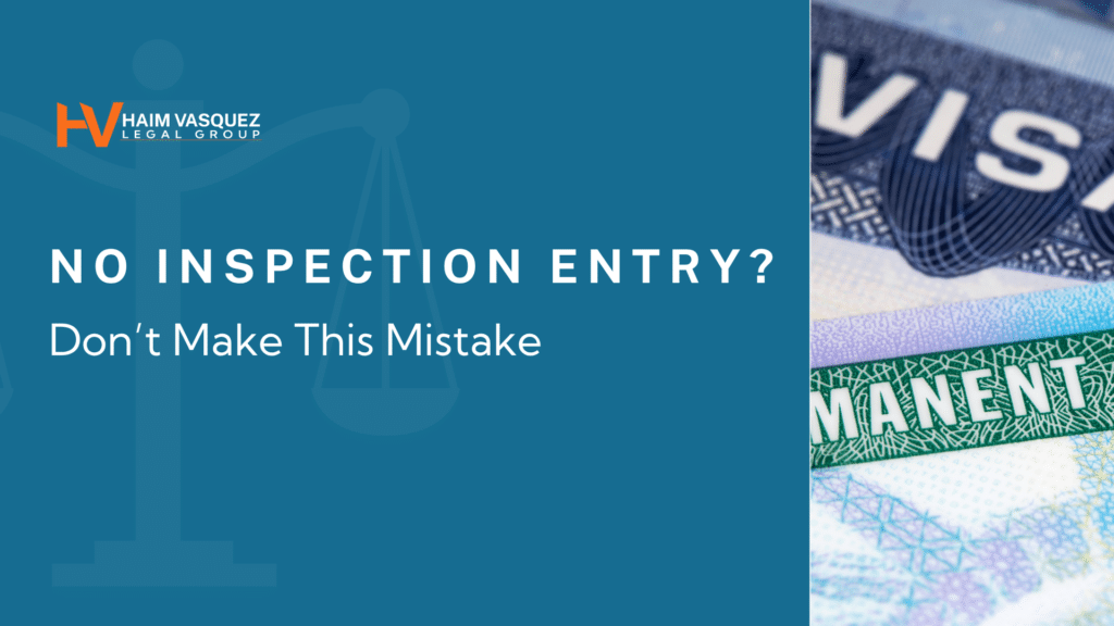 Immigration visa and permanent resident card graphic about entry without inspection